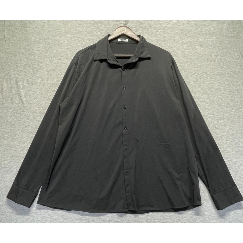Coofandy Shirt Mens 2XL Black Nylon Stretch Collared Button Up Casual Workwear